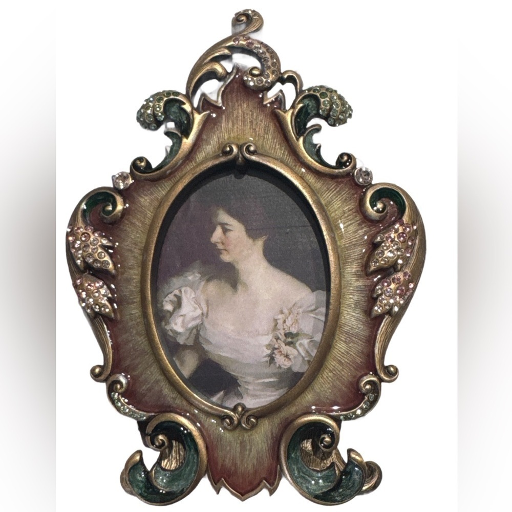 JAY STRONGWATER VICTORIANA YVONE FRAME. 
HAND PAINTED ENAMEL& SWAROVSKI
CRYSTALS